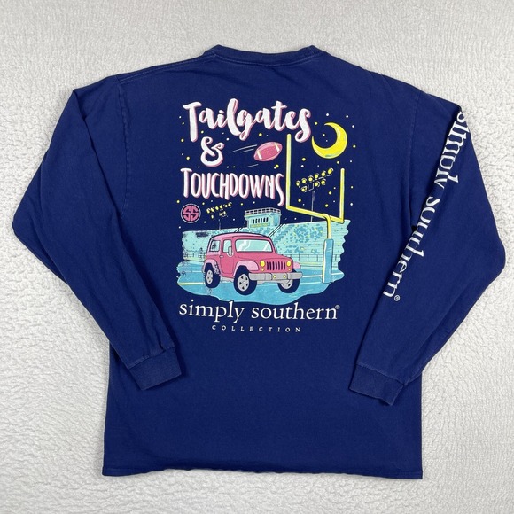 Simply Southern Shirt Womens‎ Large Tailgates Touchdowns Football 4x4 Party Tee - Picture 1 of 13